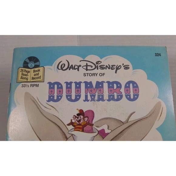 1977 Walt Disney 24 Page Read Along Book & Record 33 1/3 RPM Dumbo #324 - Picture 3 of 10